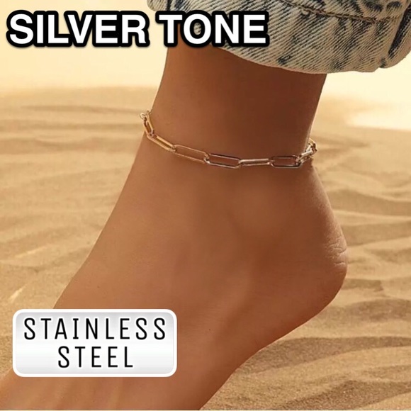 Jewelry - ⚜️[𝟯𝟬%𝗢𝗙𝗙|𝗯𝘂𝗻𝗱𝗹𝗲𝘀 𝟯+]⚜️Big Quad Link Silver Ankle Bracelet NEW